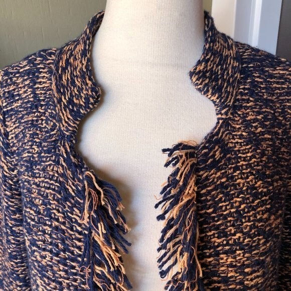 Anthropologie Sparrow Marled Peat Fringe Cardigan - Size S - Picture 3 of 8